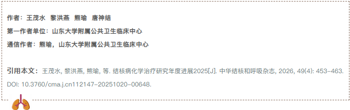 【年度综述】结核病化学治疗研究年度进展2025